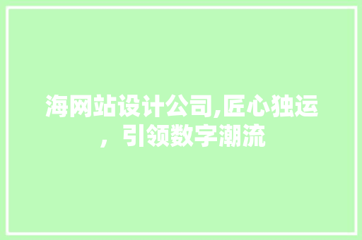 海网站设计公司,匠心独运，引领数字潮流
