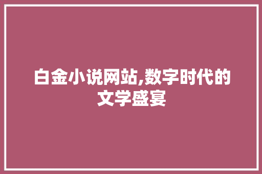 白金小说网站,数字时代的文学盛宴