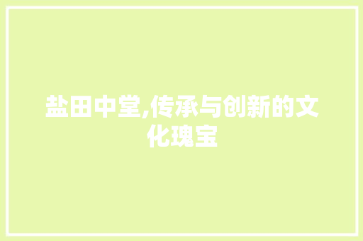 盐田中堂,传承与创新的文化瑰宝