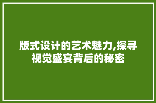 版式设计的艺术魅力,探寻视觉盛宴背后的秘密